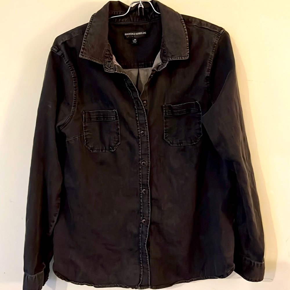 Brooke Shields Black Denim Shirt Button Down